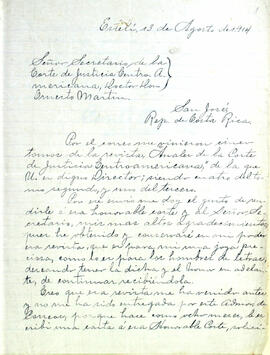 Carta de la Secretaría procedente de Benito Chamorro de Nicaragua. Asunto: revista Anales